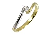 9ct Yellow/White Gold Diamond Single Stone Twist Ladies Ring