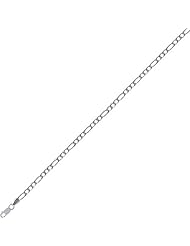 Silver with Rhodium Finish 3.0mm wide Diamond Cut Figaro Chain with Lobster Clasp