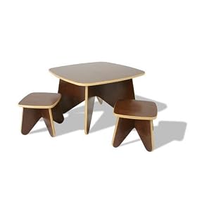 Eco-friendly Kid's Project Table Set with 2 Stools in Cocoa Finish