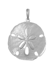 925 Solid Sterling Silver Nautical Necklace Charm Pendant, Sand Dollar High Polish