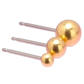 Mini Gold Ball Golden Titanium Earrings 3mm by 