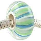 MURANO GLASS Blue Green Tango BEAD CHARM fits 3mm Cable Bracelet