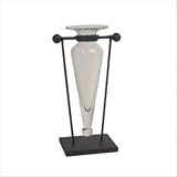 Amphora Vase on Stand with Finials and Hinge in Clear and Black