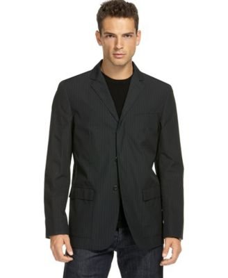 Kenneth Cole Covered Placket Striped Blazer