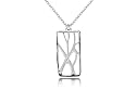 14K White Gold Polish-Finish Hand-Crafted "Vineyard" Pendant, Enhanced with a Bezel Set Diamonds, Sliding on a 16" Cable-Chain Necklace.