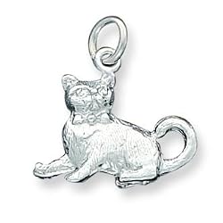 Sterling Silver Cat Charm with 20 inch Sterling Silver Chain