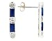 .35ctw Three Stone Diamond and Baguette Sapphire Earrings 14k White Gold