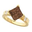 14K Yellow Gold Smoky Quartz and Diamond Ring