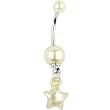 Cream Faux Pearl Star Belly Ring