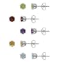 Sterling Silver 4mm Round Amethyst, Citrine, Peridot, Garnet, and Blue Topaz Stud Earring Set