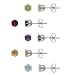 Sterling Silver 4mm Round Amethyst, Citrine, Peridot, Garnet, and Blue Topaz Stud Earring Set