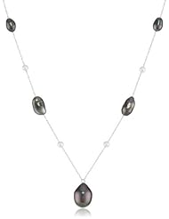 Baggins Akoya, Tahitian Keshi, and Tahitian Drop Pearl Tin Cup Necklace, 18"