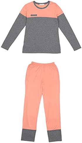 Miyang Fashion Couple Sleeping Set Pajama Long Sleeves Men Women 1433M SY1433(Orange M)