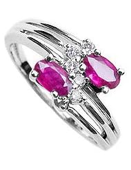 Ruby and Diamond Ring 14K White Gold - 2.00 CT TGW