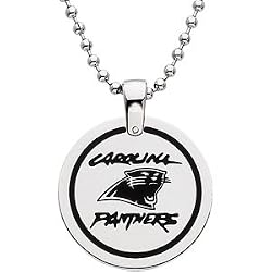 Stainless Steel Carolina Panthers Name Logo Necklace
