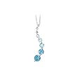 10K White Gold Blue Topaz ''Journey of Love'' Curve Necklace