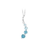 10K White Gold Blue Topaz ''Journey of Love'' Curve Necklace