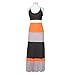 Tenworld Women Boho Spaghetti Strap Splicing Stripes Long Maxi Dress Party Dress (S = US 4)
