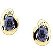 14K Yellow Gold Iolite and Diamond Earrings