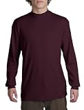 Upscale Men's Long Sleeve 100% Cotton Interlock Knit Mock Turtleneck Shirt - Maroon Color