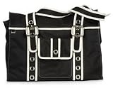 OiOi Tote Diaper Bag - Black/Off White Eyelet