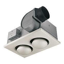Broan-NuTone 9427P Double 250W Bulb Heat with 70 CFM, 3.5 Sones Exhaust Fan Type IC, UL listed for 6