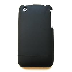 Apple iPhone 3G & 3GS Two Pieces Rubberized Hard Case Back Cover Slider Black