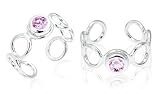 Round Cut Pink Cz Toe/Pinky Ring Sterling Silver