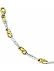 Leslies 10k Yellow Gold Diamond Cut Rhodium Bracelet