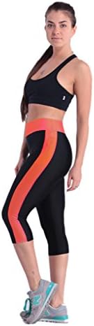 Geval Women's Fitness Elastic Body Shaping Leggings(Black Orange,M)