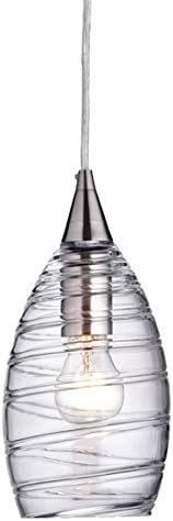 Truelite Modern Spiral Clear Glass 1 Light Pendant Brushed Nickle Hanging Light Fixture