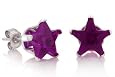 February Birthstone Amethyst Purple Star Cut Cubic Zirconia CZ Silver Stud Earrings
