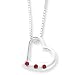 Sterling Silver Floating Heart W/red Cz Necklace 16