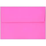 JAM Paper&reg; A7 (5 1/4 x 7 1/4) Paper Invitation Envelope - Brite Hue Fuchsia Hot Pink - 25 envelopes per pack