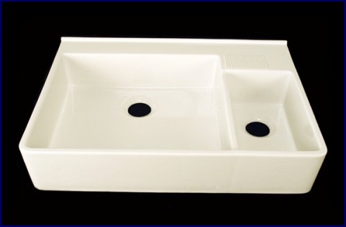 Kitchen Farm Apron Front Sink - Bisque Double Large/Small Bowl