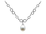 0.60 cts Pearls Necklace - 18kt White Gold FREE GIFT BAG!