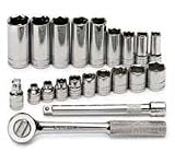 12 Pt Fractional Socket Set w/ Tuff 1 Ratchet - 21 Pc