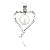 Sterling Silver Fresh Water Pearl Heart Necklace Pendant