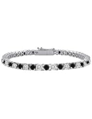 Black and White Diamond Prong-Set Tennis Bracelet 14K White Gold 3.00 CT Diamonds