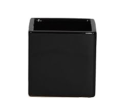 Gloss Black Ceramic Cube Vase/Planter - 6.5" x 6.5" x 6.5" tall