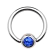 16 Gauge 5/16" Sapphire Austrian Crystal BCR Captive Ring