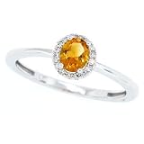 0.45ct Oval Citrine and Diamond Gemstone Ring in 10kt White Gold
