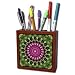 Houk Digital Abstraction Art - Fancy Kaleidoscopes - Big Magenta Flower with leafs - Tile Pen Holders-5 inch tile pen holder
