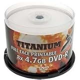 Review Titanium Titanium / Titanium DVD-R 8x 4.7Gb FullFace Printable 50 Cake Box White