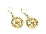 Gold Plated Crystal Peace Symbol Earrings Fashion Jewelry