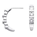 14K White or Yellow Gold Three-Stone Diamond Earrings - 0.50 Ct., 1.00 Ct. or 1.50 Ct. (ALSO AVAILABLE WITH GEMSTONES)