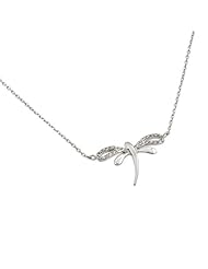 .925 Sterling Silver Pave-Set Cubic Zirconia CZ Dragonfly Charm Pendant Necklace with 16"-18" Adjustable Link Chain