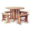 Western Red Cedar Picnic Table With 4 Benches Patio Set - Patio and Garden Furniture