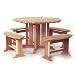 5pcs Outdoor Patio Wood Round Picnic Table & Benches Set