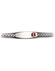 Sterling Silver Medical Alert ID Mariner Chain Bracelet - Length 8 Inch